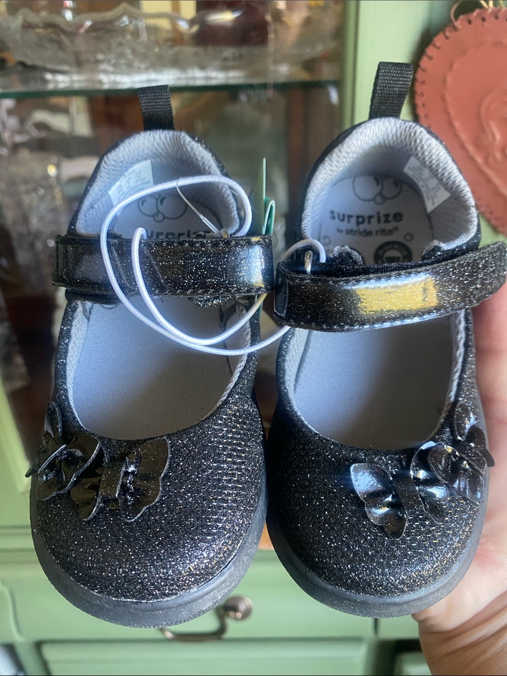 Stride Rite Black Glitter Mary Jane Shoes